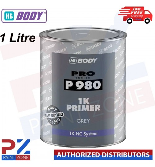 HB Body PRO SERIES P 980 1K Primer GREY 1 LTR NC System Fast Drying Easy Sanding
